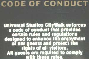 Universal City Walk Code of Conduct