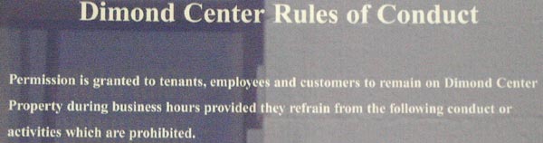 Dimond Center Rules of Conduct